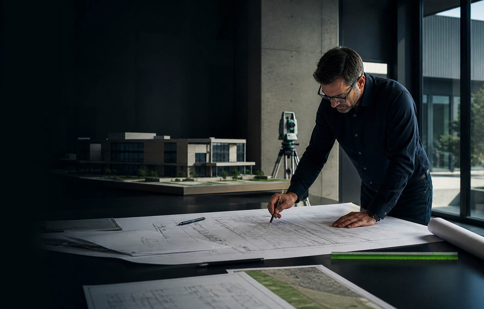 Инженер UCON Engineering работает с проектной документацией